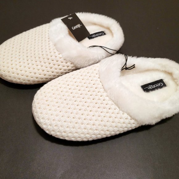 NEW George Ladies Slippers, Off-White, 9/10, L - Picture 10 of 11